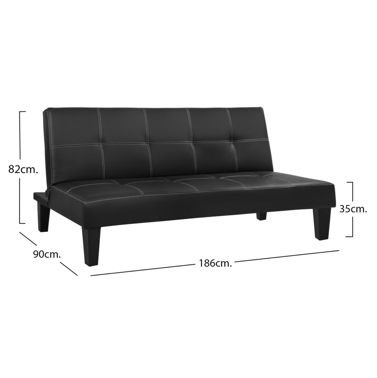 ΚΑΝΑΠΕΣ ΚΡΕΒΑΤΙ 3Θ HM3002.02 ΜΑΥΡΟΣ PU ΜΕ ΓΑΖΙΑ 186x90x82 - Image 2