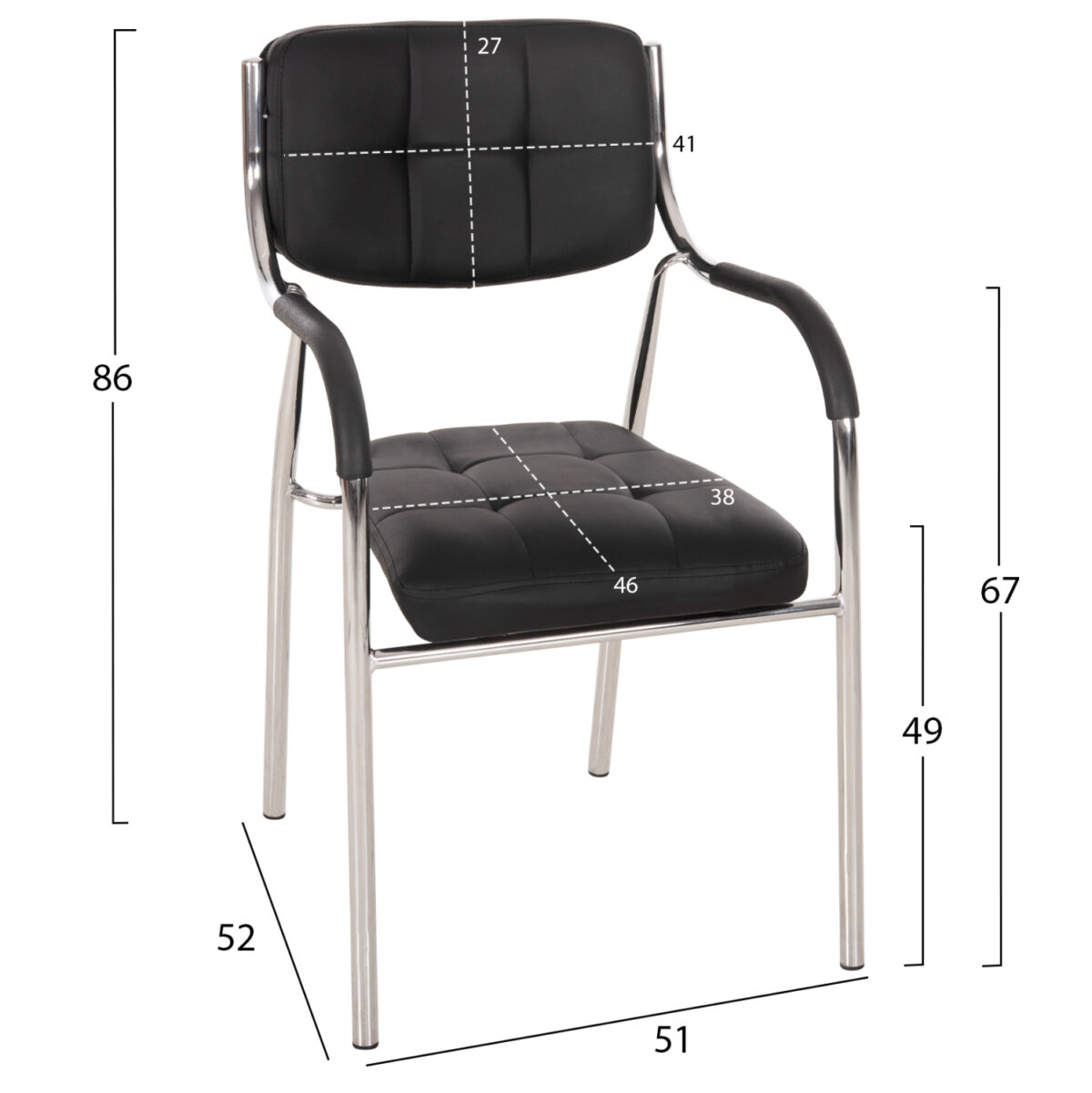 ΚΑΡΕΚΛΑ ΕΠΙΣΚΕΠΤΟΥ OBERON HM1018.01 ΜΑΥΡΟ PU 51x52x86Υ εκ. - Image 2
