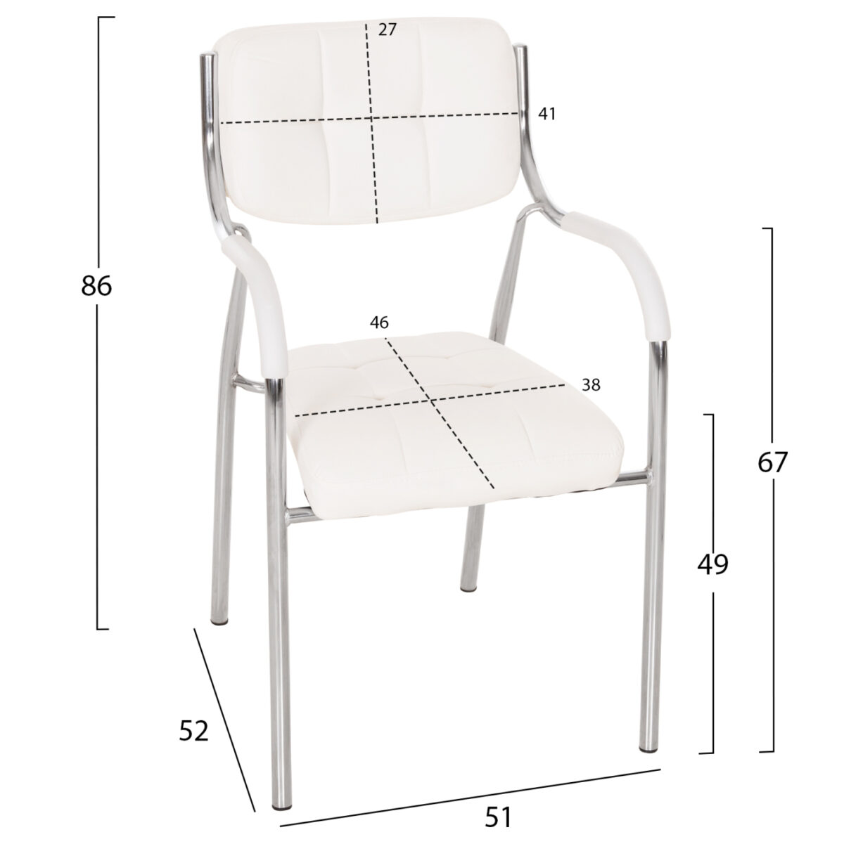 ΚΑΡΕΚΛΑ ΓΡΑΦΕΙΟΥ ΕΠΙΣΚΕΠΤΟΥ OBERON HM1018.02 ΑΣΠΡΟ PU 51x52x88Yεκ. - Image 2