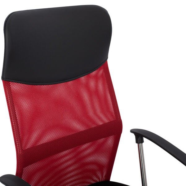 ΚΑΡΕΚΛΑ ΓΡΑΦΕΙΟΥ CABLE HM1000.07 ΜΑΥΡΟ ΚΟΚΚΙΝΟ MESH ΠΟΔΙ ΧΡΩΜΙΟΥ 61x58x118Y εκ. - Image 7