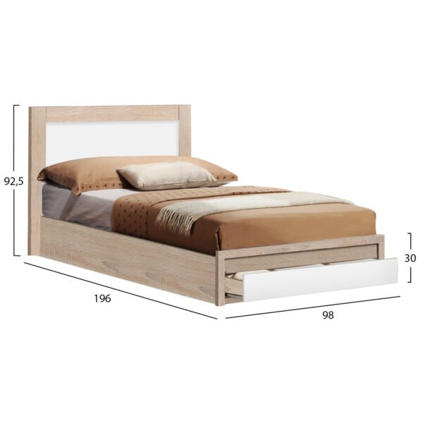 ΚΡΕΒΑΤΙ MELANY HM346 ΜΕ 1ΣΥΡΤΑΡΙ SONAMA-ΛΕΥΚΟ 90Χ190 - Image 3