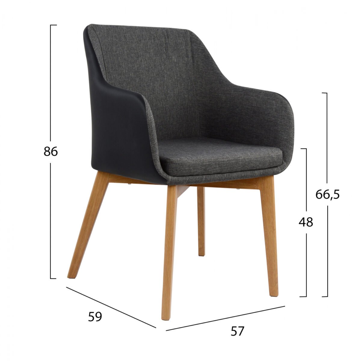 ΠΟΛΥΘΡΟΝΑΚΙ BRISTOL ΜΕ ΥΦΑΣΜΑ ΣΚΟΥΡΟ ΓΚΡΙ Κ PU ΜΑΥΡΟ HM0141.01 57x59x86Υεκ. - Image 2