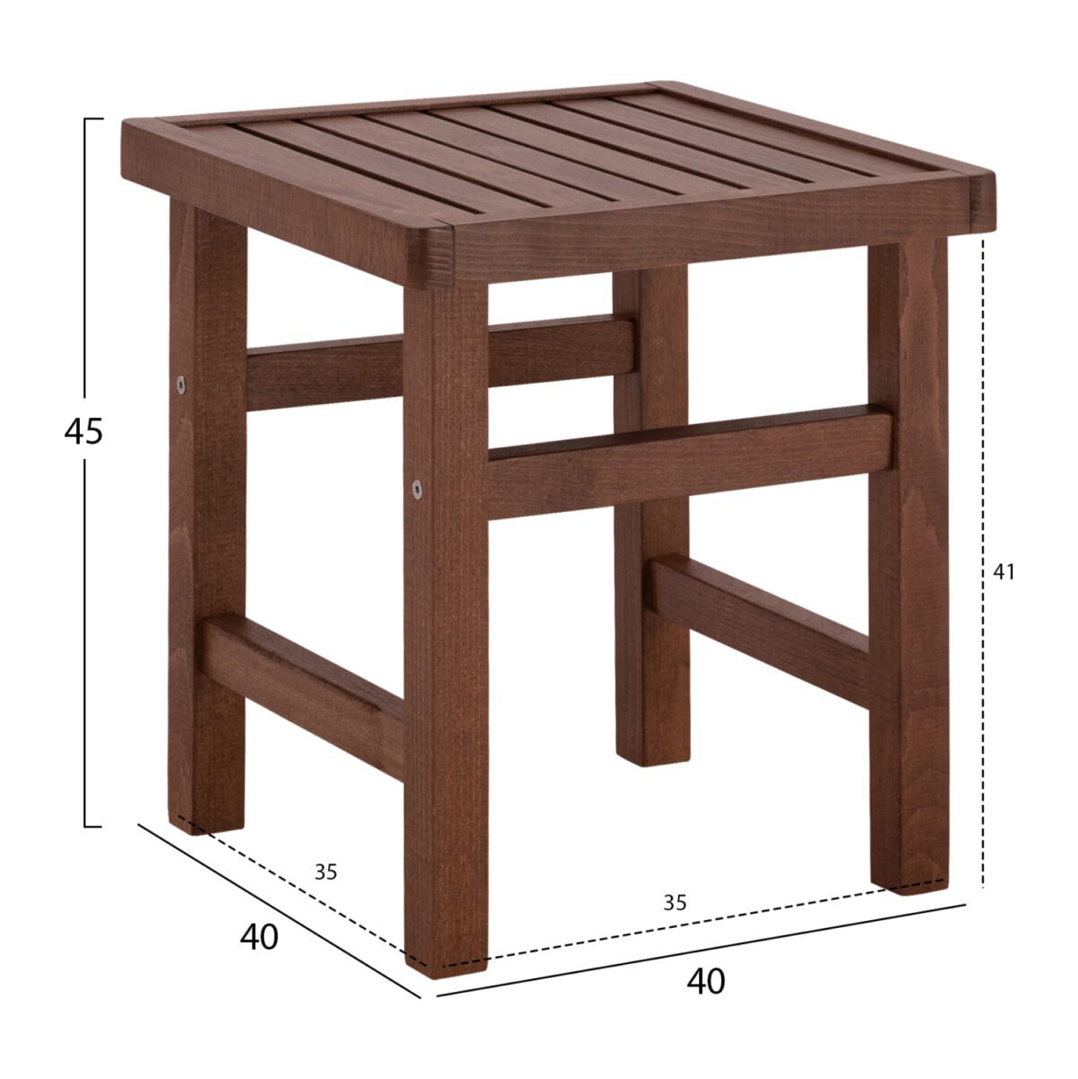 Koli Σκαμπό-Τραπεζάκι Καρυδί Εμποτισμού 40x40x45cm - Image 2