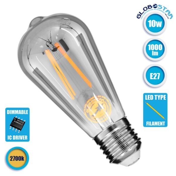 Λαμπτήρας LED Filament ST64 E27 10W 2700K 1