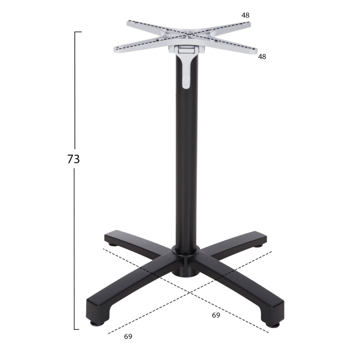 ΒΑΣΗ ΑΛΟΥΜΙΝΙΟΥ ΠΤΥΣΣΟΜΕΝΗ HM459.01 ΜΑΥΡΟ ΜΑΤ 69Χ69Χ73Υεκ. ΜΕ ΣΤΑΥΡΟ 48Χ48εκ. - Image 3