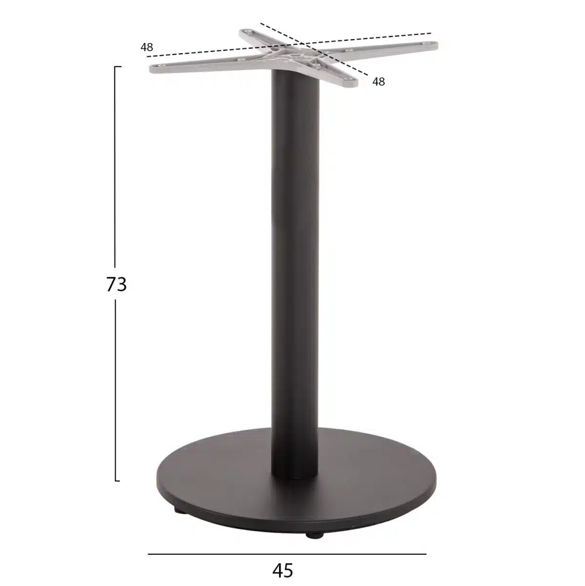 ΒΑΣΗ ΤΡΑΠΕΖΙΟΥ ΑΛΟΥΜΙΝΙΟΥ ΣΤΡΟΓΓΥΛΗ ΜΑΥΡΟ ΜΑΤ HM476.01 ΣΤΑΥΡΟΣ 48Χ48εκ Φ45Χ73Υεκ. - Image 2