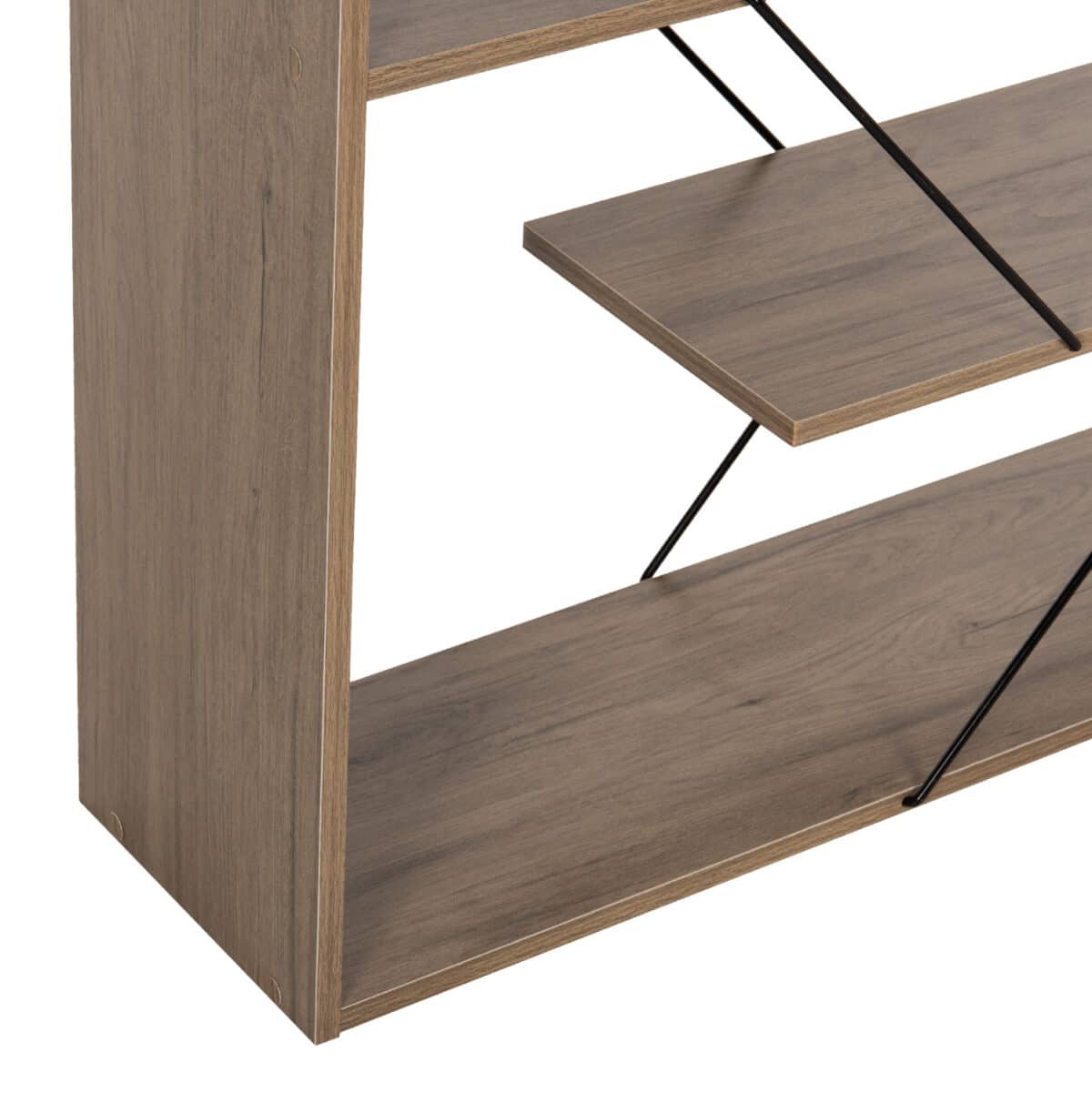 ΒΙΒΛΙΟΘΗΚΗ TARS HM2240.13 OLIVE GREY ΜΕΛΑΜΙΝΗ-ΜΑΥΡΕΣ ΜΕΤΑΛΛΙΚΕΣ ΒΕΡΓΕΣ 84x24x157Yεκ. - Image 4