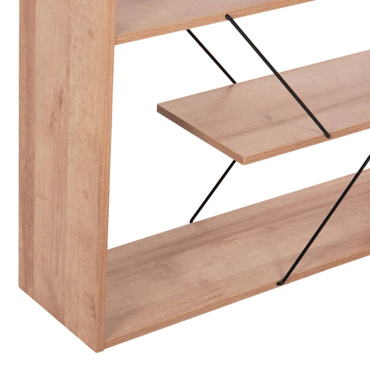 ΒΙΒΛΙΟΘΗΚΗ TARS HM2240.14 ΦΥΣΙΚΟ ΟΑΚ ΜΕΛΑΜΙΝΗ-ΜΑΥΡΕΣ ΜΕΤΑΛΛΙΚΕΣ ΒΕΡΓΕΣ 84x24x157Υεκ. - Image 4