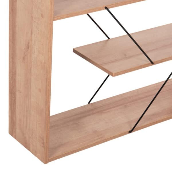 ΒΙΒΛΙΟΘΗΚΗ TARS HM2240.14 ΦΥΣΙΚΟ ΟΑΚ ΜΕΛΑΜΙΝΗ-ΜΑΥΡΕΣ ΜΕΤΑΛΛΙΚΕΣ ΒΕΡΓΕΣ 84x24x157Υεκ. - Image 4