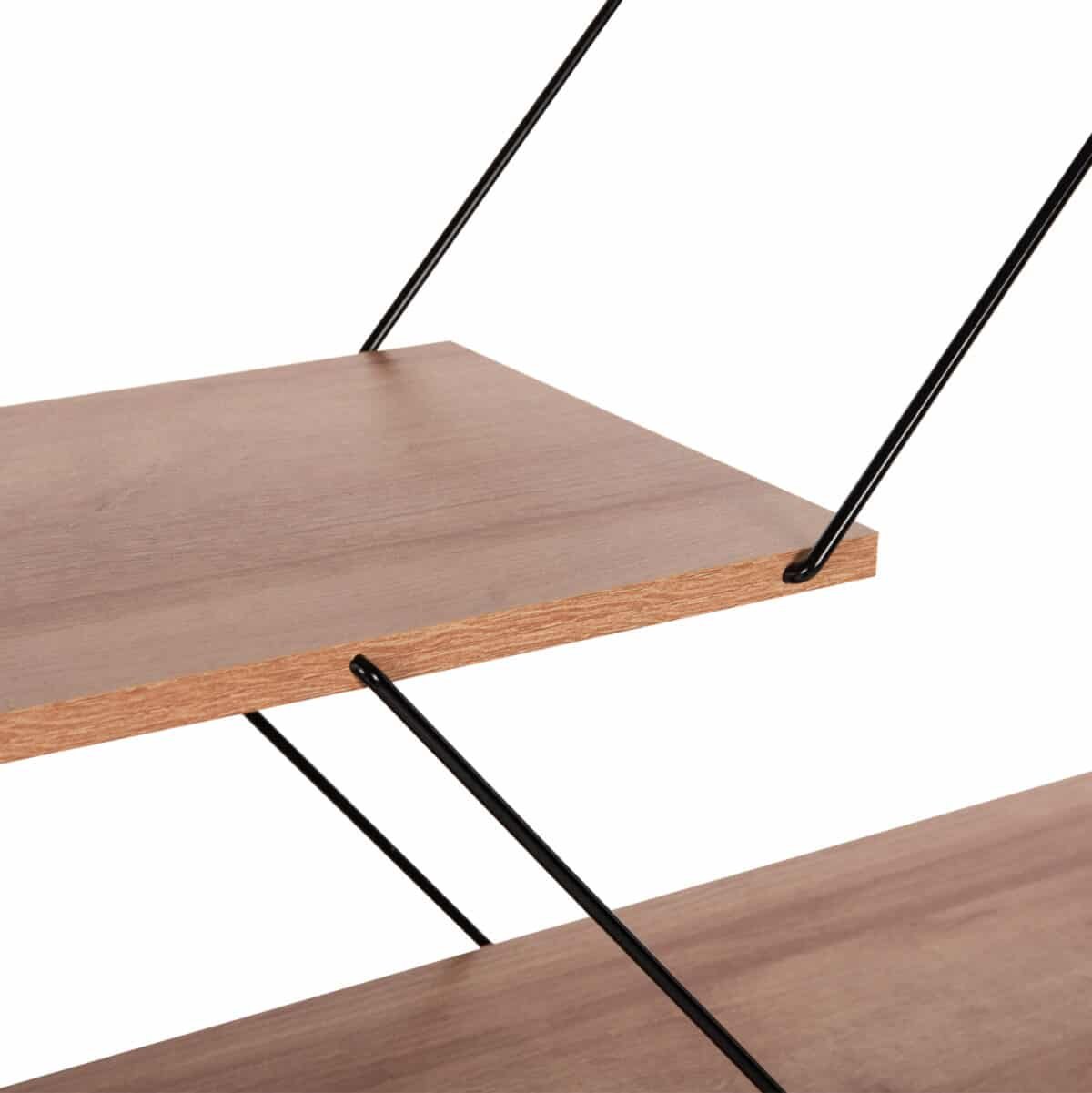 ΒΙΒΛΙΟΘΗΚΗ TARS HM2240.14 ΦΥΣΙΚΟ ΟΑΚ ΜΕΛΑΜΙΝΗ-ΜΑΥΡΕΣ ΜΕΤΑΛΛΙΚΕΣ ΒΕΡΓΕΣ 84x24x157Υεκ. - Image 5