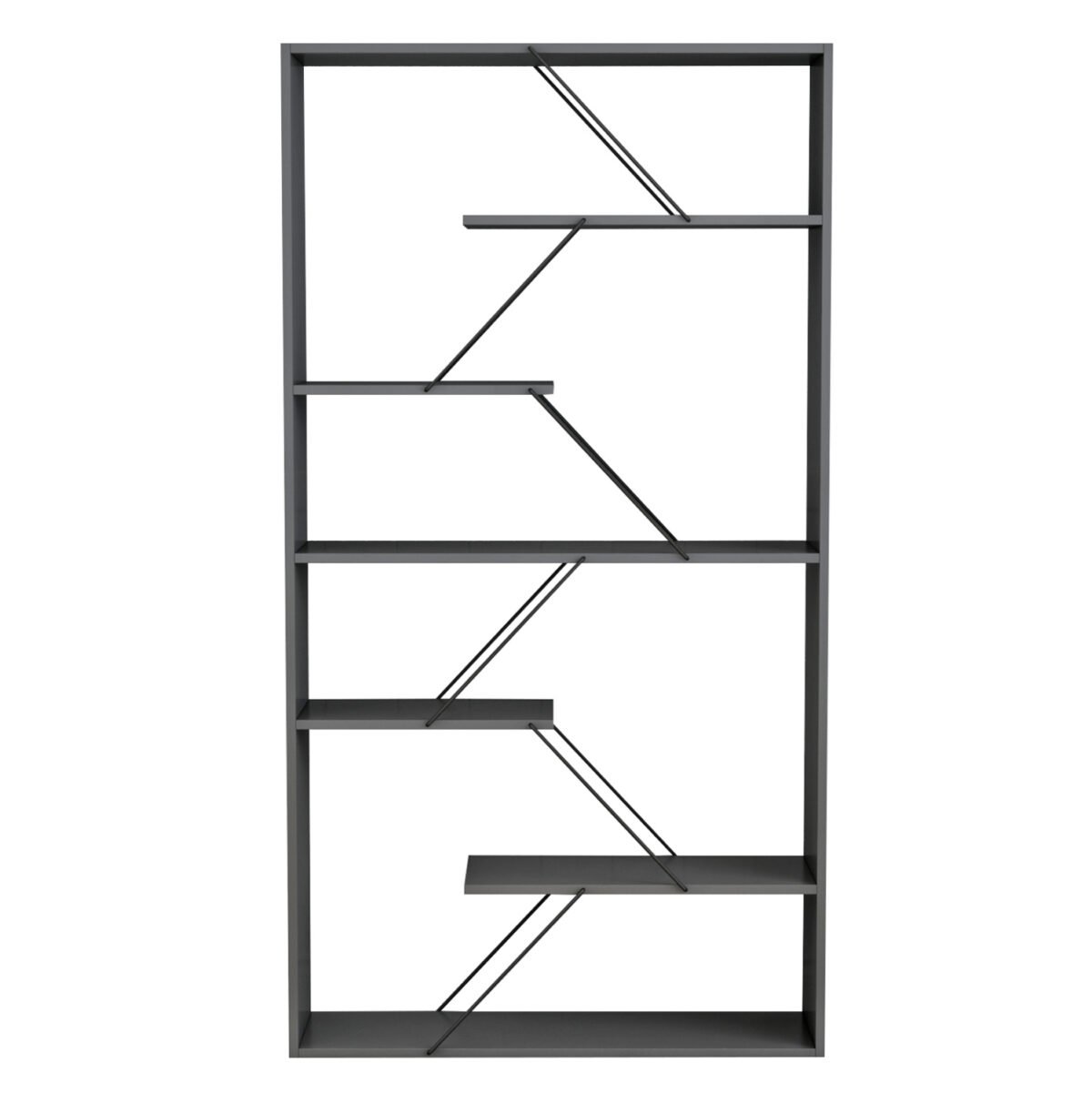 ΒΙΒΛΙΟΘΗΚΗ TARS HM2240.20 ΓΚΡΙ ΜΕΛΑΜΙΝΗ-ΜΑΥΡΕΣ ΜΕΤΑΛΛΙΚΕΣ ΒΕΡΓΕΣ 84x24x157Υεκ. - Image 4