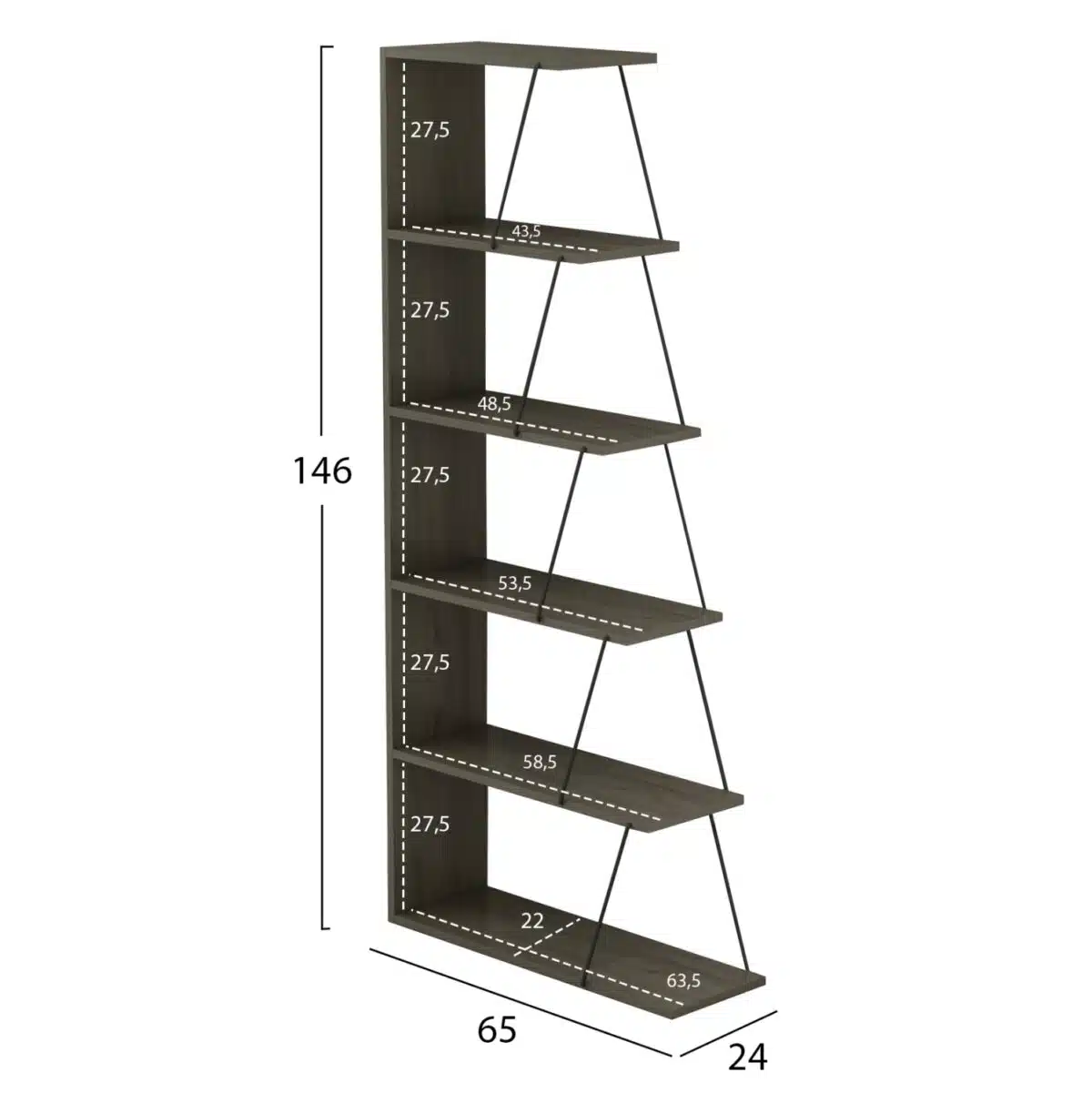 ΒΙΒΛΙΟΘΗΚΗ ΜΙΝΙ TARS HM2241.13 OLIVE GREY ME ΜΑΥΡΕΣ ΒΕΡΓΕΣ 65x22-24x146Υεκ. - Image 2