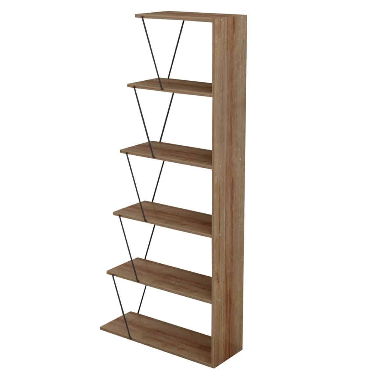 ΒΙΒΛΙΟΘΗΚΗ ΜΙΝΙ TARS HM2241.14 ΦΥΣΙΚΟ ΟΑΚ ΜΑΥΡΕΣ ΜΕΤΑΛ. ΒΕΡΓΕΣ 65x22-24x146Υεκ. - Image 4