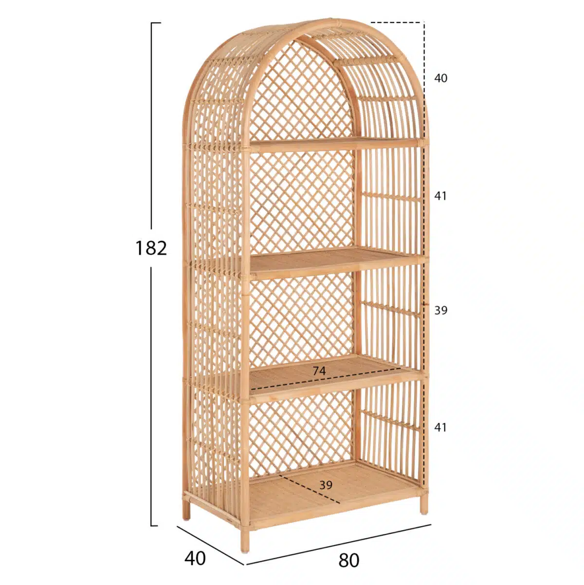 ΒΙΒΛΙΟΘΗΚΗ SIMOK HM9552 ΑΠΟ ΦΥΣΙΚΟ RATTAN ΣΕ ΦΥΣΙΚΟ ΧΡΩΜΑ 80x40x182Υεκ. - Image 2