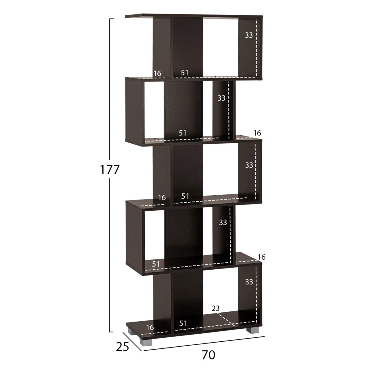 ΒΙΒΛΙΟΘΗΚΗ ΜΕΛΑΜΙΝΗΣ EZIR HM2385.01 ΒΕΓΓΕ 70x25x177Υ εκ. - Image 2