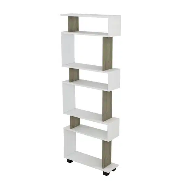 ΒΙΒΛΙΟΘΗΚΗ ΜΕΛΑΜΙΝΗΣ OWLOLIVE GREY ΛΕΥΚΟ 60x19,5x165Yεκ.HM8923.11 - Image 4