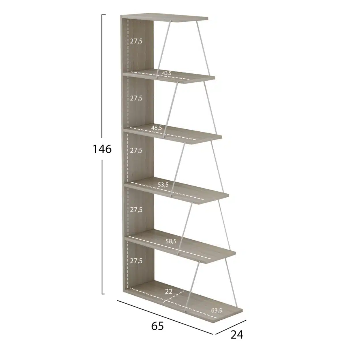 ΒΙΒΛΙΟΘΗΚΗ ΜΕΛΑΜΙΝΗΣ MINI TARS SONOMA ΛΕΥΚΟ HM2241.11 65x22-24x146Υεκ. - Image 2