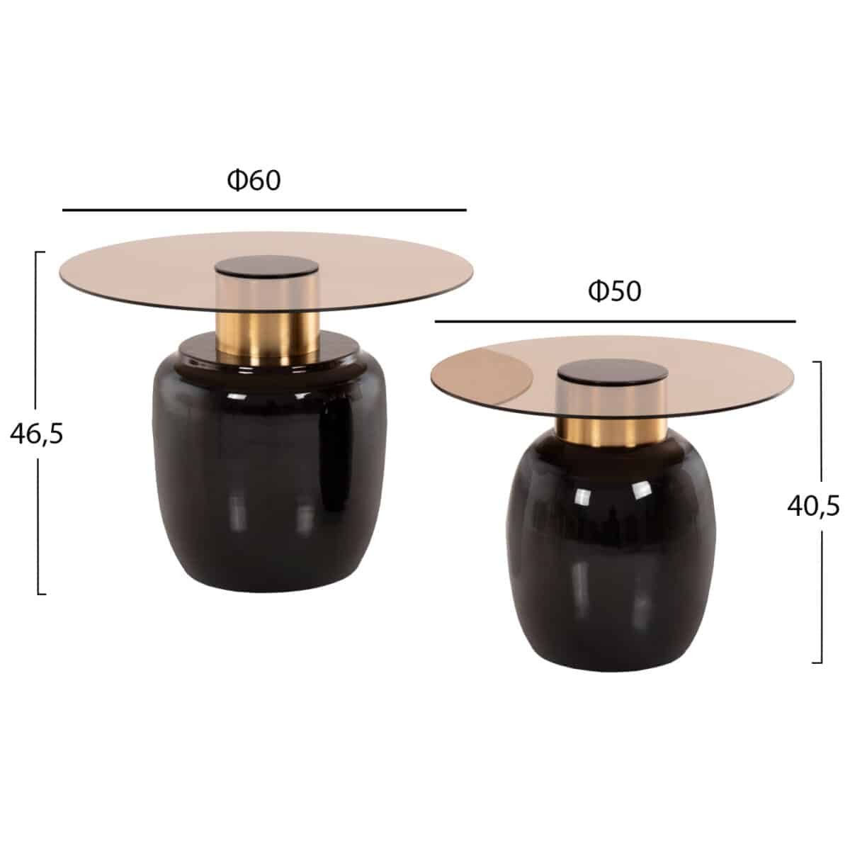 ΒΟΗΘΗΤΙΚΑ ΤΡΑΠΕΖΑΚΙΑ 2ΤΜΧ FRYN HM9663 ΜΕΤΑΛΛΟ ΣΕ ΚΑΦΕ&ΧΡΥΣΟ-ΓΥΑΛΙ Φ60 & Φ50 εκ. - Image 2