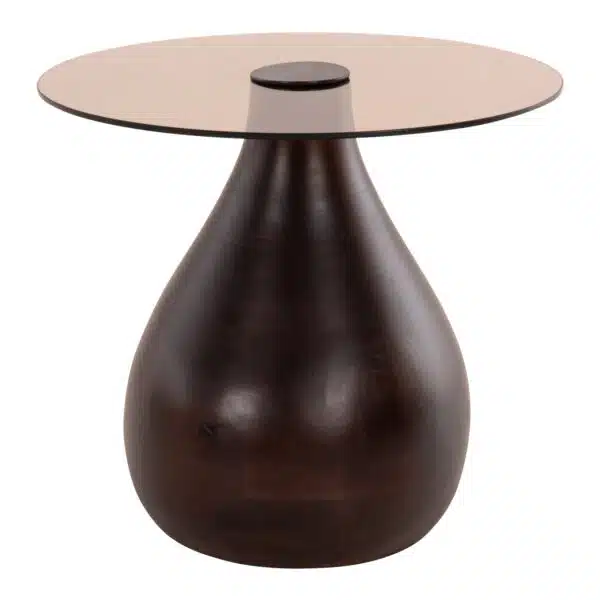 ΒΟΗΘΗΤΙΚΑ ΤΡΑΠΕΖΑΚΙΑ 2ΤΜΧ CHANG HM9668 ΞΥΛΟ MANGO-ΓΥΑΛΙ TOP Φ55x49,5Υ & Φ40x36,5Υεκ. - Image 4
