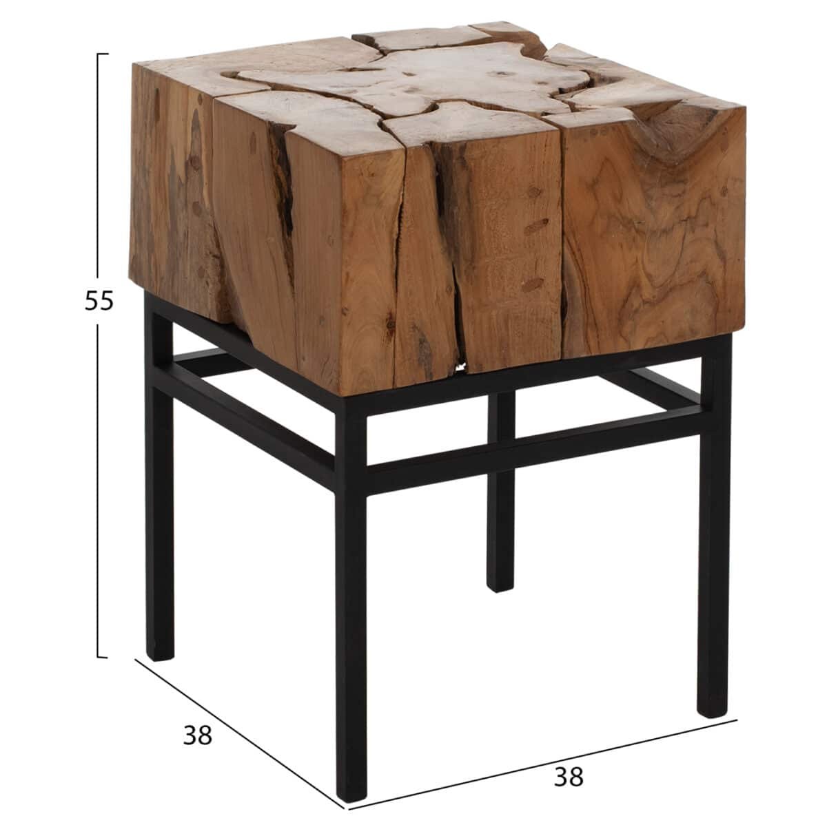 ΒΟΗΘΗΤΙΚΟ ΤΡΑΠΕΖΑΚΙ PIEN HM9353 ΑΠΟ ΜΑΣΙΦ ΞΥΛΟ ΤEAK ΦΥΣΙΚΟ 38X38X55Y ΕΚ. - Image 2