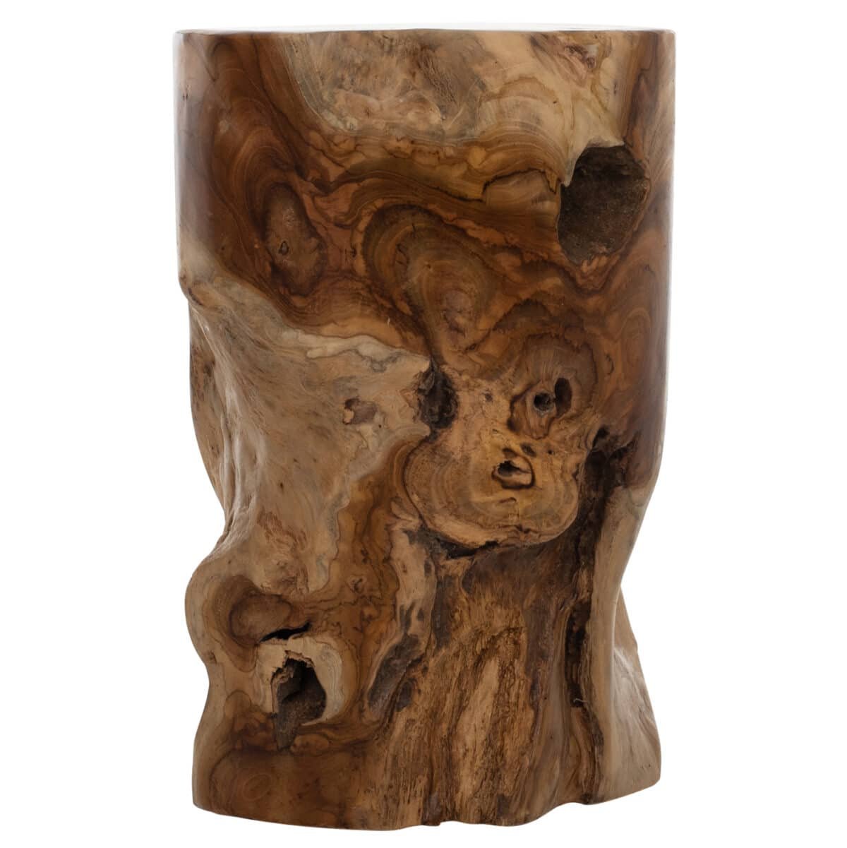 ΒΟΗΘΗΤΙΚΟ ΤΡΑΠΕΖΑΚΙ ΣΤΡΟΓΓΥΛΟ ΑΠΟ ΜΑΣΙΦ ΞΥΛΟ ΤEAK ΦΥΣΙΚΟ Φ30X45Υεκ.HM9350 - Image 3