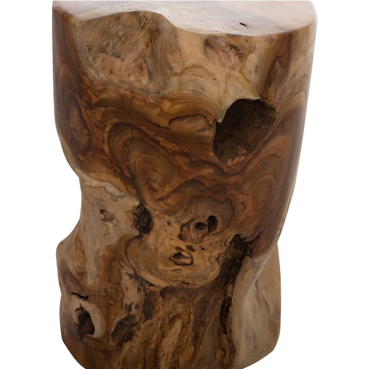 ΒΟΗΘΗΤΙΚΟ ΤΡΑΠΕΖΑΚΙ ΣΤΡΟΓΓΥΛΟ ΑΠΟ ΜΑΣΙΦ ΞΥΛΟ ΤEAK ΦΥΣΙΚΟ Φ30X45Υεκ.HM9350 - Image 4