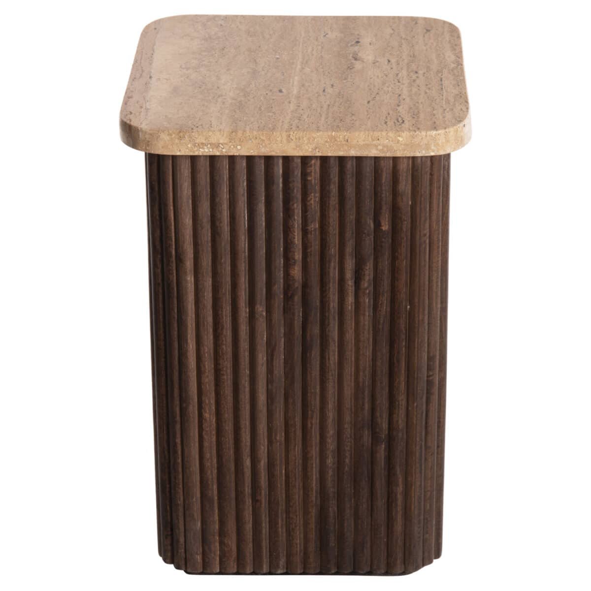 ΒΟΗΘΗΤΙΚΟ ΤΡΑΠΕΖΑΚΙ ΤΕΤΡΑΓΩΝΟ GLADYS HM9713 ΜΑΣΙΦ MANGO-ΤΡΑΒΕΡΤΙΝΑ 40x40x60Υεκ. - Image 3