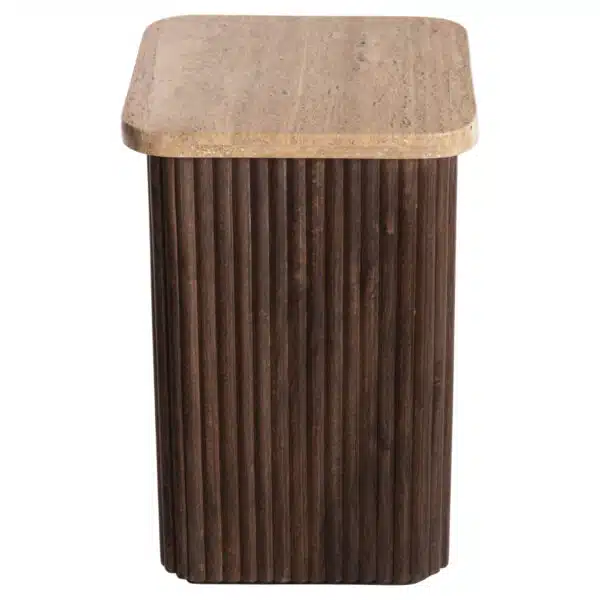 ΒΟΗΘΗΤΙΚΟ ΤΡΑΠΕΖΑΚΙ ΤΕΤΡΑΓΩΝΟ GLADYS HM9713 ΜΑΣΙΦ MANGO-ΤΡΑΒΕΡΤΙΝΑ 40x40x60Υεκ. - Image 3