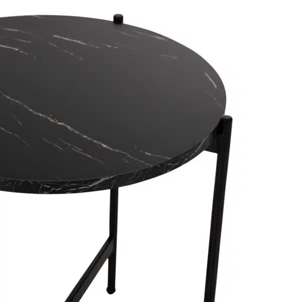 ΒΟΗΘΗΤΙΚΟ ΤΡΑΠΕΖΙ HM9589.01 MDF ΜΑΥΡΟ ΜΑΡΜΑΡΟ-ΜΑΥΡΗ ΜΕΤΑΛΛΙΚΗ ΒΑΣΗ Φ50x55Υεκ. - Image 4