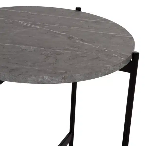 ΒΟΗΘΗΤΙΚΟ ΤΡΑΠΕΖΙ HM9589.02 MDF ΓΚΡΙ ΜΑΡΜΑΡΟ-ΜΑΥΡΗ ΜΕΤΑΛΛΙΚΗ ΒΑΣΗ Φ50x55Υεκ. - Image 4
