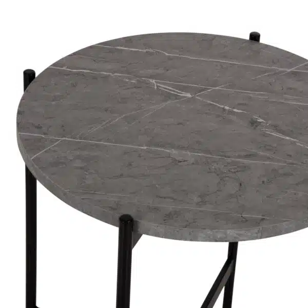 ΒΟΗΘΗΤΙΚΟ ΤΡΑΠΕΖΙ HM9589.02 MDF ΓΚΡΙ ΜΑΡΜΑΡΟ-ΜΑΥΡΗ ΜΕΤΑΛΛΙΚΗ ΒΑΣΗ Φ50x55Υεκ. - Image 5
