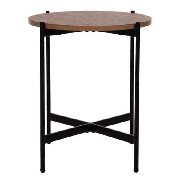 ΒΟΗΘΗΤΙΚΟ ΤΡΑΠΕΖΙ HM9589.04 MDF ΚΑΡΥΔΙ-ΜΑΥΡΗ ΜΕΤΑΛΛΙΚΗ ΒΑΣΗ Φ50x55Υεκ. - Image 3