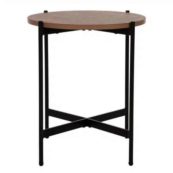 ΒΟΗΘΗΤΙΚΟ ΤΡΑΠΕΖΙ HM9589.04 MDF ΚΑΡΥΔΙ-ΜΑΥΡΗ ΜΕΤΑΛΛΙΚΗ ΒΑΣΗ Φ50x55Υεκ. - Image 3