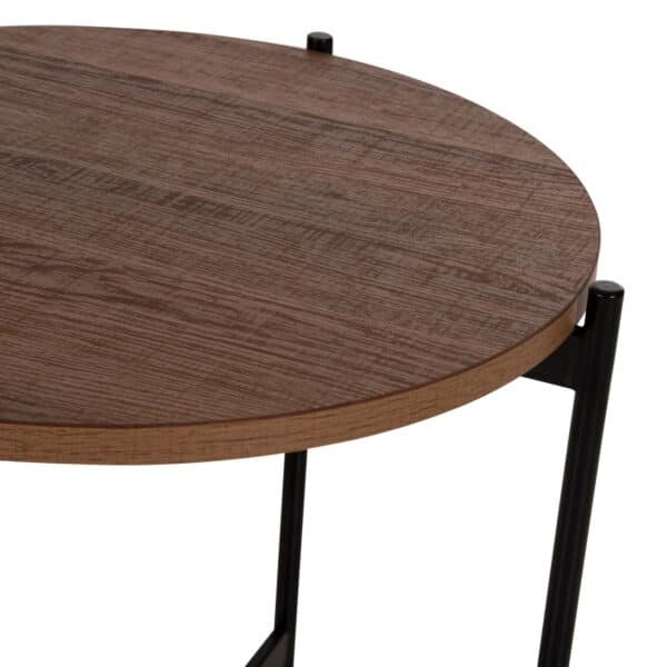 ΒΟΗΘΗΤΙΚΟ ΤΡΑΠΕΖΙ HM9589.04 MDF ΚΑΡΥΔΙ-ΜΑΥΡΗ ΜΕΤΑΛΛΙΚΗ ΒΑΣΗ Φ50x55Υεκ. - Image 4