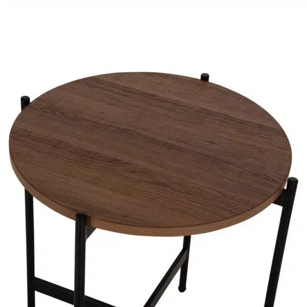 ΒΟΗΘΗΤΙΚΟ ΤΡΑΠΕΖΙ HM9589.04 MDF ΚΑΡΥΔΙ-ΜΑΥΡΗ ΜΕΤΑΛΛΙΚΗ ΒΑΣΗ Φ50x55Υεκ. - Image 5