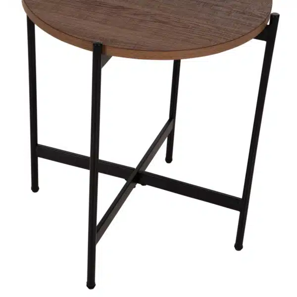 ΒΟΗΘΗΤΙΚΟ ΤΡΑΠΕΖΙ HM9589.04 MDF ΚΑΡΥΔΙ-ΜΑΥΡΗ ΜΕΤΑΛΛΙΚΗ ΒΑΣΗ Φ50x55Υεκ. - Image 6