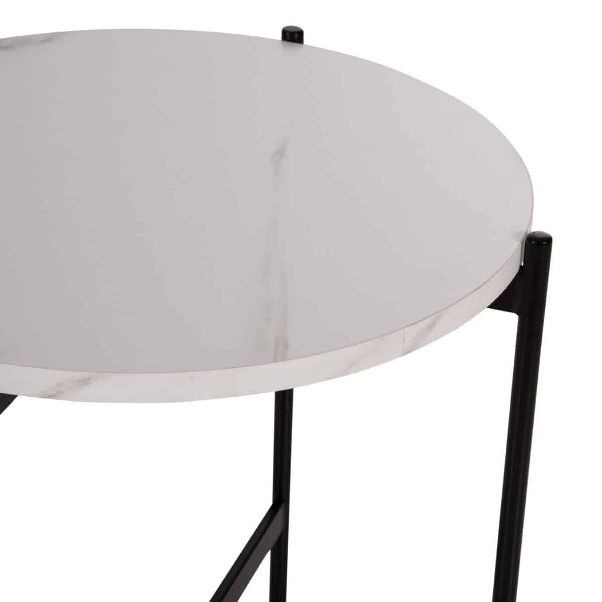 ΒΟΗΘΗΤΙΚΟ ΤΡΑΠΕΖΙ HM9589.05 MDF ΛΕΥΚΟ ΜΑΡΜΑΡΟ-ΜΑΥΡΗ ΜΕΤΑΛΛΙΚΗ ΒΑΣΗ Φ50x55Υεκ. - Image 4