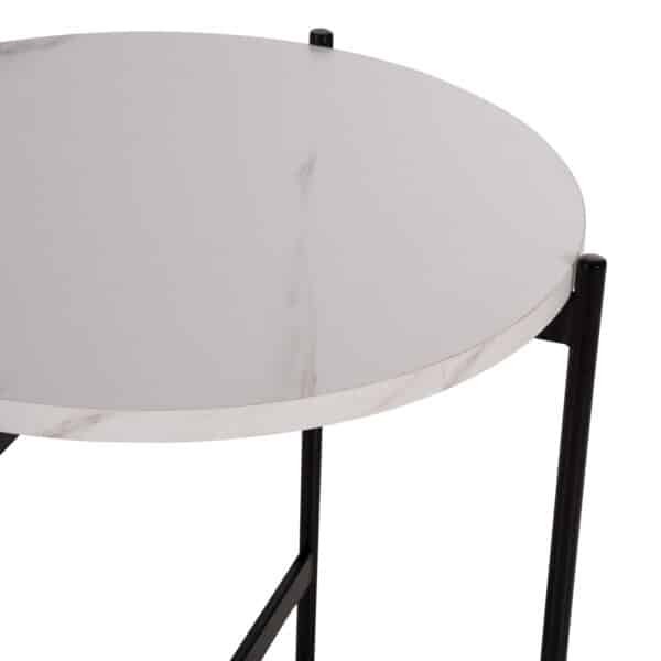 ΒΟΗΘΗΤΙΚΟ ΤΡΑΠΕΖΙ HM9589.05 MDF ΛΕΥΚΟ ΜΑΡΜΑΡΟ-ΜΑΥΡΗ ΜΕΤΑΛΛΙΚΗ ΒΑΣΗ Φ50x55Υεκ. - Image 4