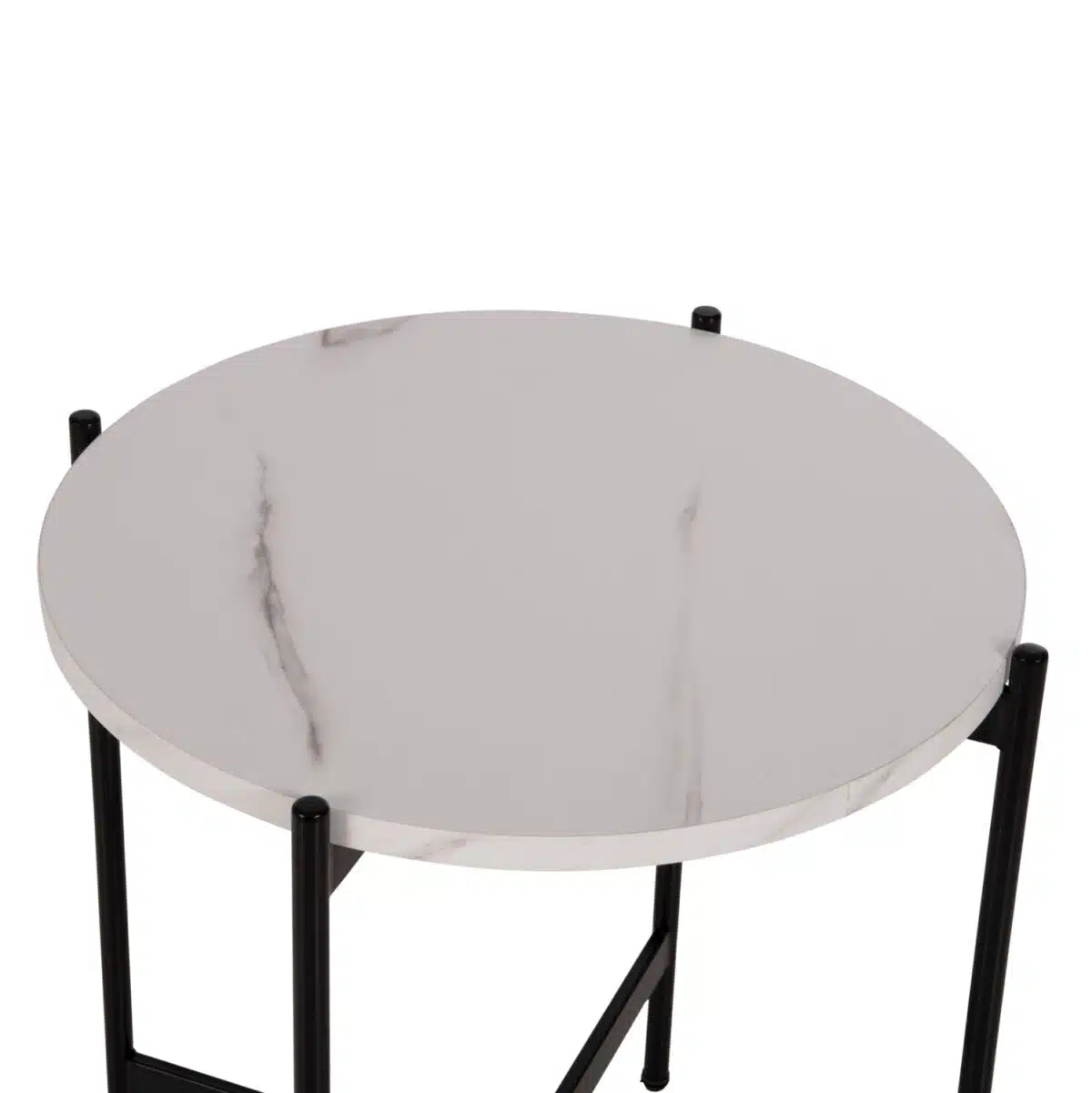 ΒΟΗΘΗΤΙΚΟ ΤΡΑΠΕΖΙ HM9589.05 MDF ΛΕΥΚΟ ΜΑΡΜΑΡΟ-ΜΑΥΡΗ ΜΕΤΑΛΛΙΚΗ ΒΑΣΗ Φ50x55Υεκ. - Image 5