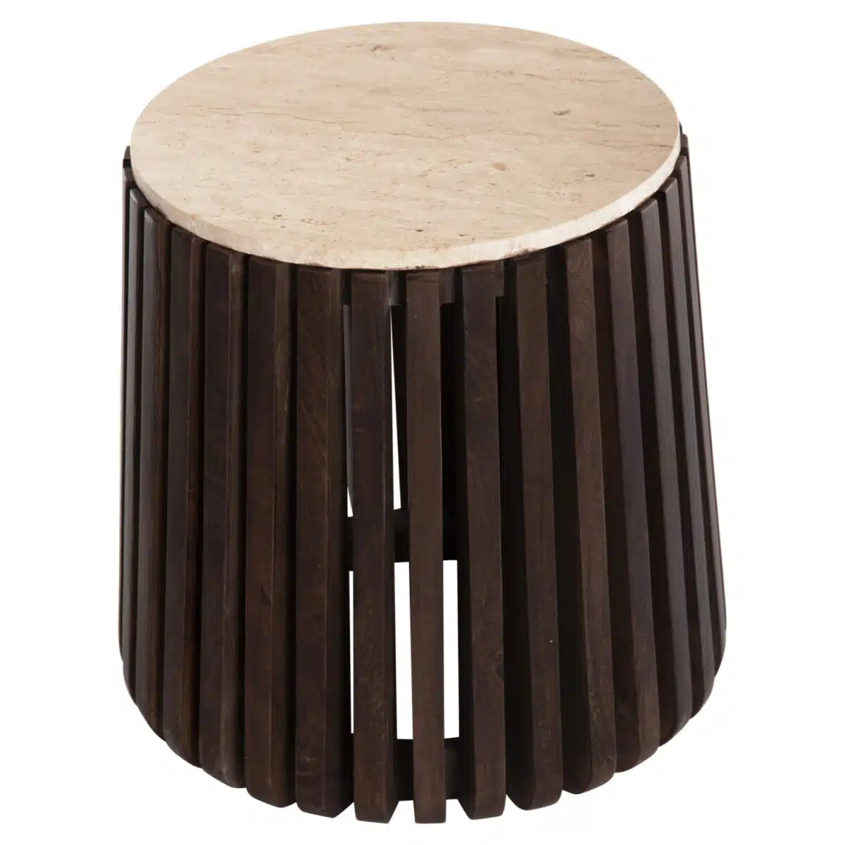 ΒΟΗΘΗΤΙΚΟ ΤΡΑΠΕΖΙ KREST HM9711 ΜΑΣΙΦ ΞΥΛΟ ΑΚΑΚΙΑΣ ΣΕ ΚΑΦΕ-ΤΡΑΒΕΡΤΙΝA Φ50x50Υεκ. - Image 3