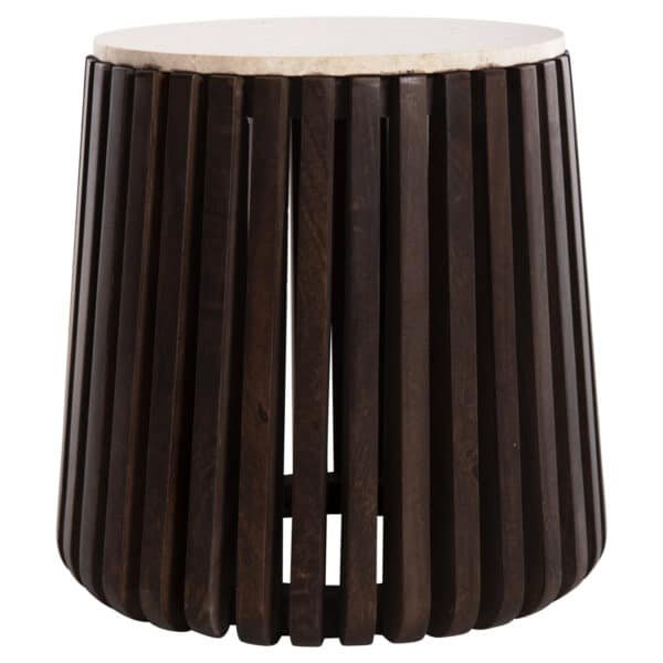 ΒΟΗΘΗΤΙΚΟ ΤΡΑΠΕΖΙ KREST HM9711 ΜΑΣΙΦ ΞΥΛΟ ΑΚΑΚΙΑΣ ΣΕ ΚΑΦΕ-ΤΡΑΒΕΡΤΙΝA Φ50x50Υεκ. - Image 4