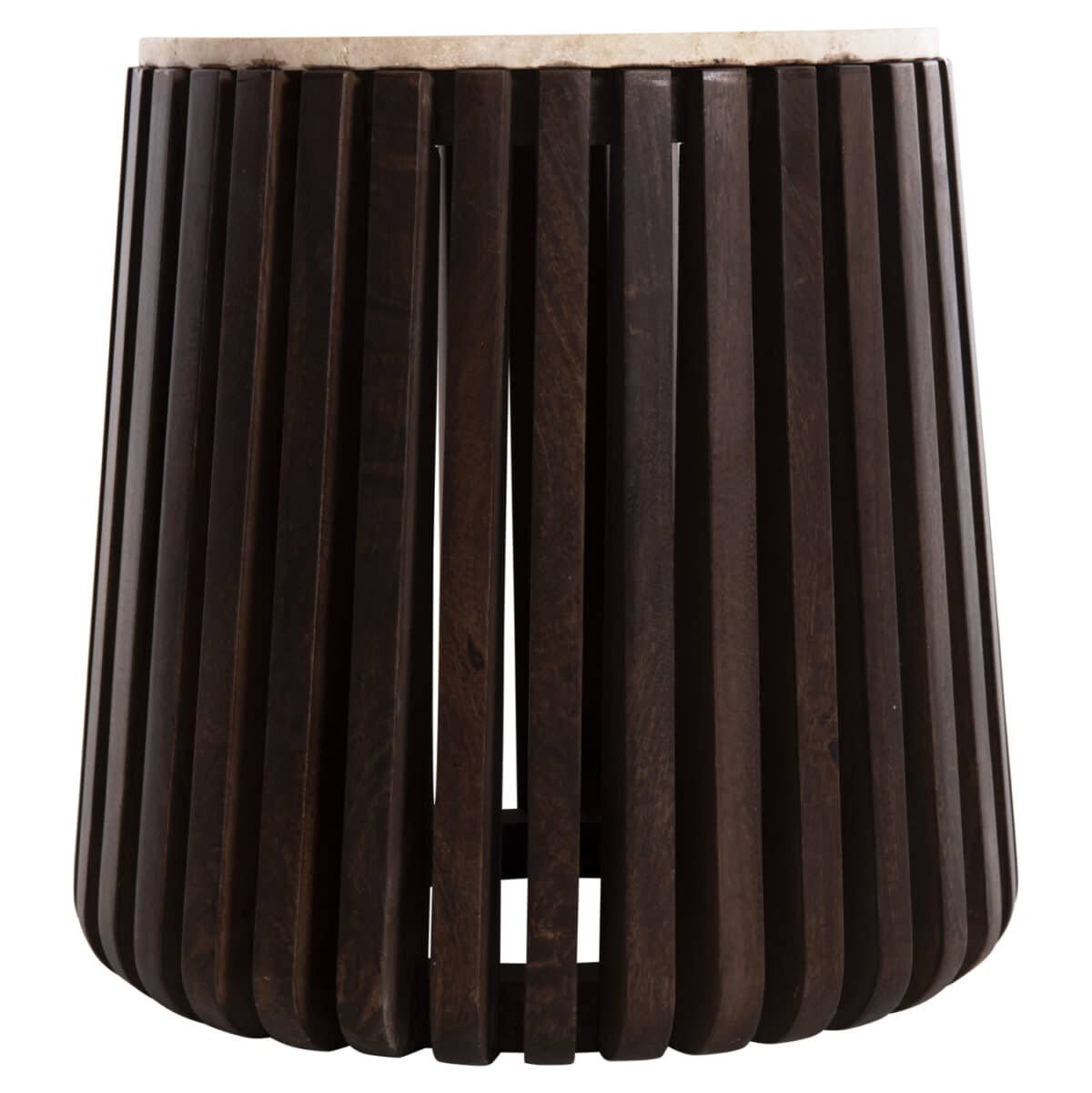 ΒΟΗΘΗΤΙΚΟ ΤΡΑΠΕΖΙ KREST HM9711 ΜΑΣΙΦ ΞΥΛΟ ΑΚΑΚΙΑΣ ΣΕ ΚΑΦΕ-ΤΡΑΒΕΡΤΙΝA Φ50x50Υεκ. - Image 5