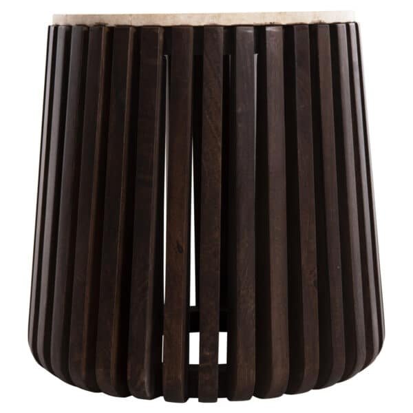 ΒΟΗΘΗΤΙΚΟ ΤΡΑΠΕΖΙ KREST HM9711 ΜΑΣΙΦ ΞΥΛΟ ΑΚΑΚΙΑΣ ΣΕ ΚΑΦΕ-ΤΡΑΒΕΡΤΙΝA Φ50x50Υεκ. - Image 5