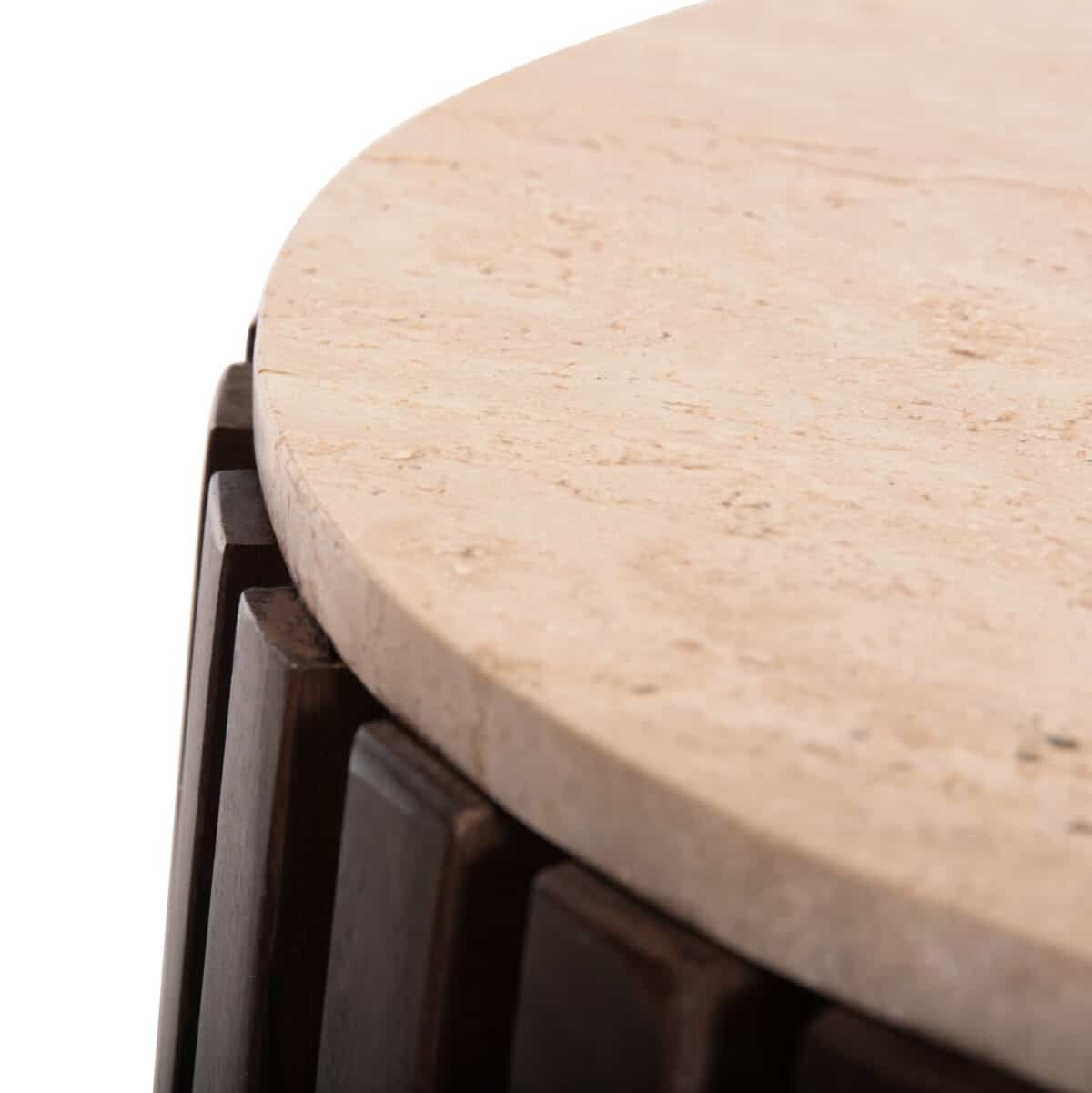 ΒΟΗΘΗΤΙΚΟ ΤΡΑΠΕΖΙ KREST HM9711 ΜΑΣΙΦ ΞΥΛΟ ΑΚΑΚΙΑΣ ΣΕ ΚΑΦΕ-ΤΡΑΒΕΡΤΙΝA Φ50x50Υεκ. - Image 6