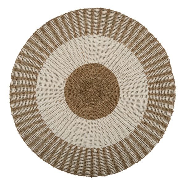 ΧΑΛΙ ΣΤΡΟΓΓΥΛΟ KIRKI HM7842 ΑΠΟ ΦΥΣΙΚΕΣ ΙΝΕΣ SEAGRASS ΛΕΥΚΟ-ΦΥΣΙΚΟ Φ150εκ.