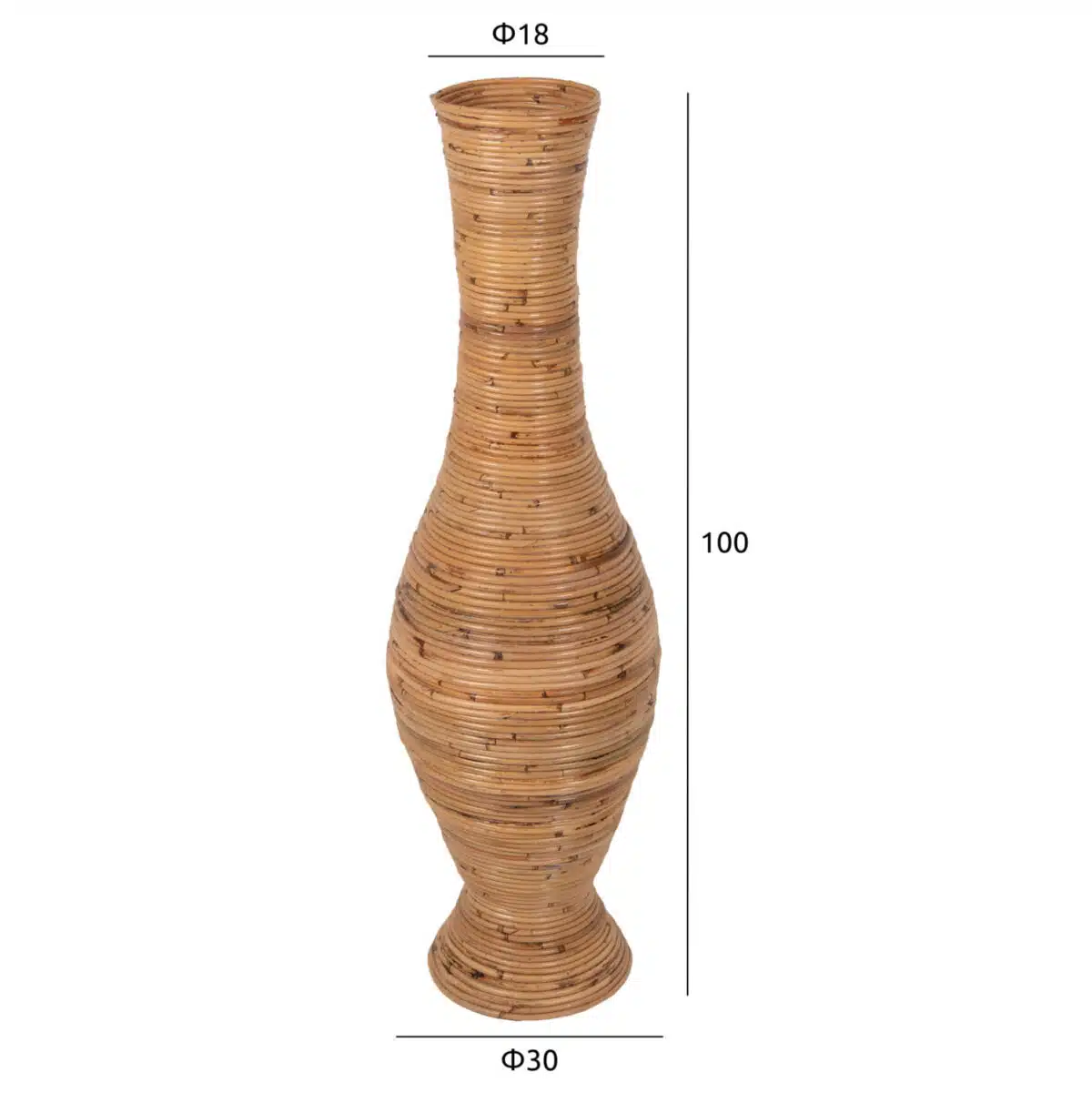 ΔΙΑΚΟΣΜΗΤΙΚΟ ΒΑΖΟ ΔΑΠΕΔΟΥ HM7852 RATTAN ΣΕ ΦΥΣΙΚΟ Φ30x100Yεκ. - Image 2