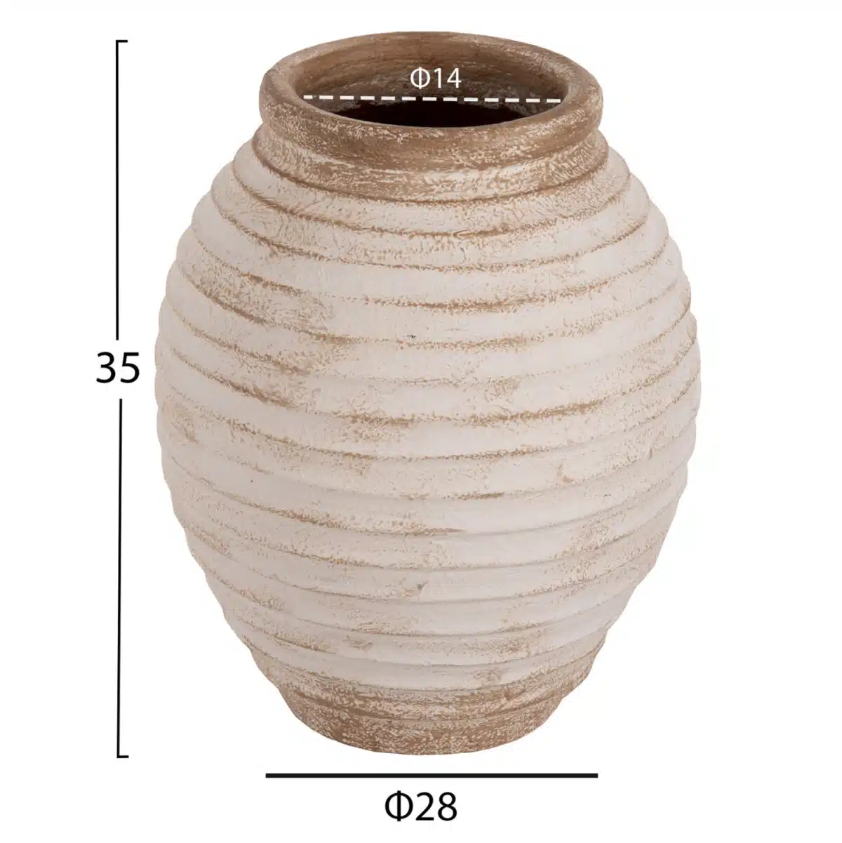 ΔΙΑΚΟΣΜΗΤΙΚΟ ΒΑΖΟ ΔΑΠΕΔΟΥ PYDNA HM7932 ΤΕΡΑΚΟΤΑ ΣΕ ANTIQUE ΛΕΥΚΟ ΜΠΕΖ ΧΡΩΜΑ Φ28x35Yεκ. - Image 2
