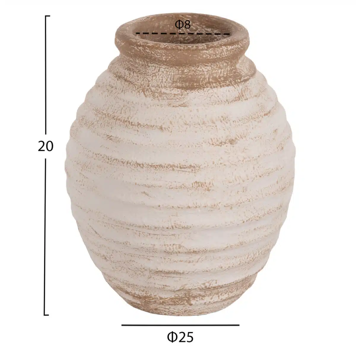ΔΙΑΚΟΣΜΗΤΙΚΟ ΒΑΖΟ PYDNA HM7940 ΤΕΡΑΚΟΤΑ ΣΕ ANTIQUE ΛΕΥΚΟ ΜΠΕΖ ΧΡΩΜΑ Φ20x25Y εκ. - Image 2