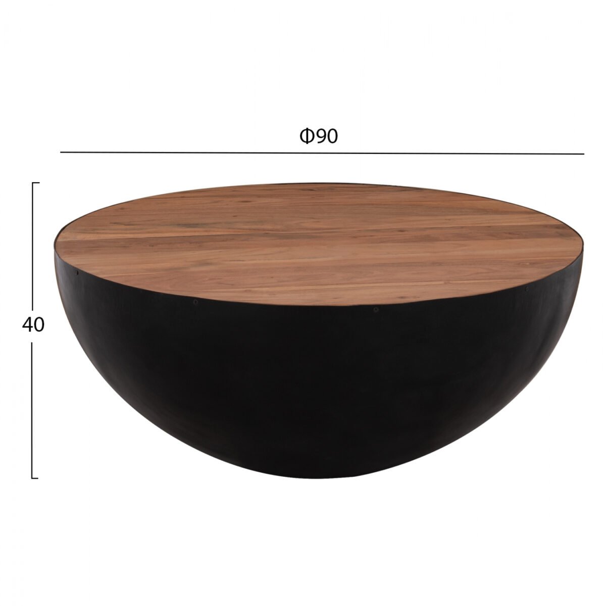 ΔΙΑΚΟΣΜΗΤΙΚΟ ΤΡΑΠΕΖΙ ΣΑΛΟΝΙΟΥ BOWL Φ90X40Yεκ. ΜΑΥΡΟ ΜΕ ΞΥΛΟ ΑΚΑΚΙΑΣ HM8717.01 - Image 2