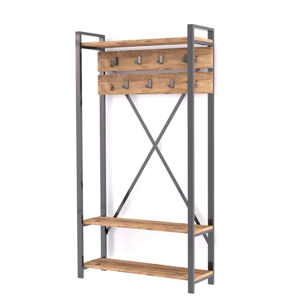 ΕΠΙΠΛΟ ΕΙΣΟΔΟΥ HM8943.01 NATURAL WOOD & ΜΑΥΡΟ  90x34x180 εκ. - Image 2